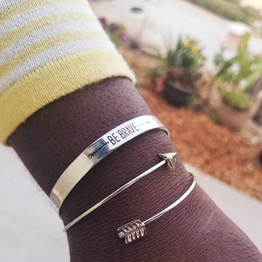*Sold*Be Brave Cuff  and Arrow Bangle Bracelet Set - Picture 1 of 2